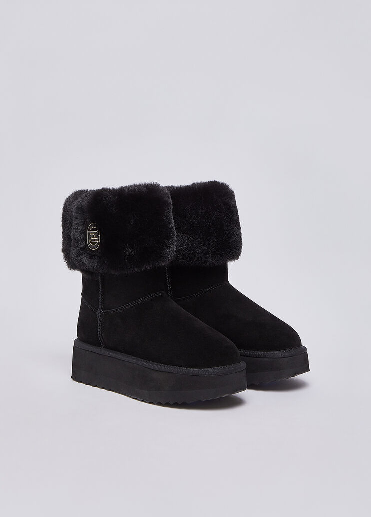 Stiefeletten aus Veloursleder mit Umschlag Schwarz Liu Jo - medium