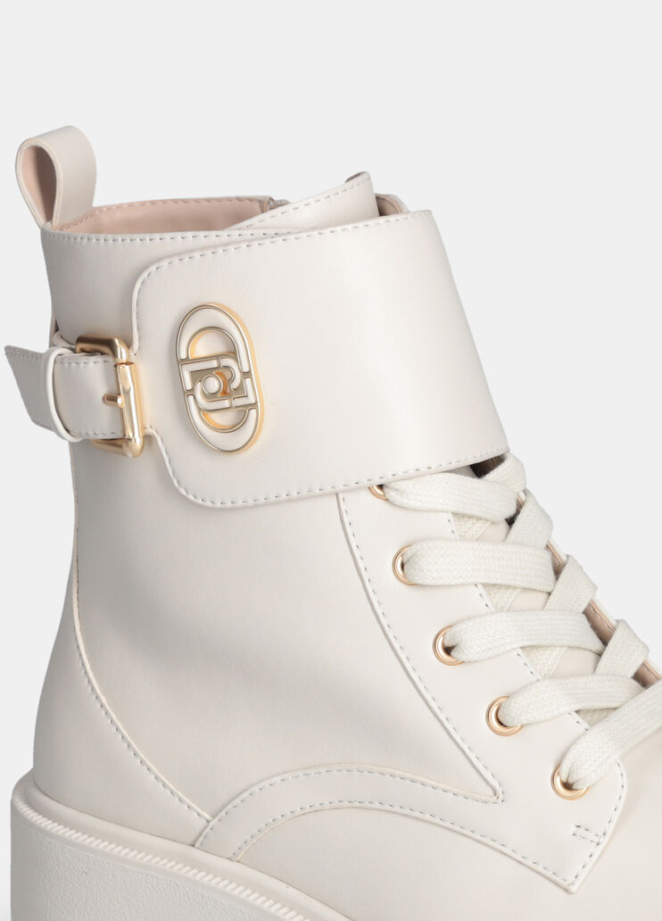Leather combat boots milk Liu Jo - medium Leather combat boots milk Liu Jo - medium