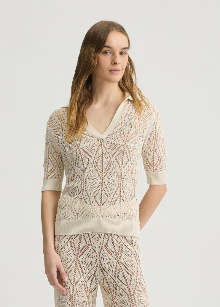 Cotton-blend crochet jumper light beige Liu Jo - medium Cotton-blend crochet jumper light beige Liu Jo - medium