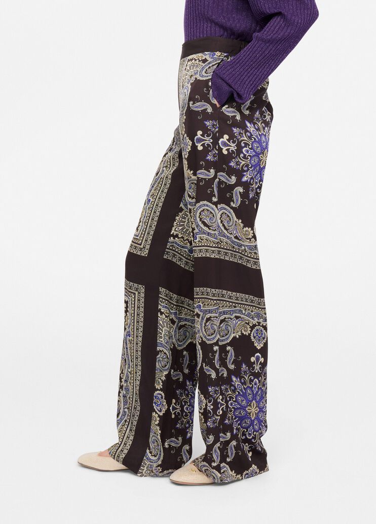 Pantalon en satin imprimé marron avec imprimé Liu Jo - large image number 3