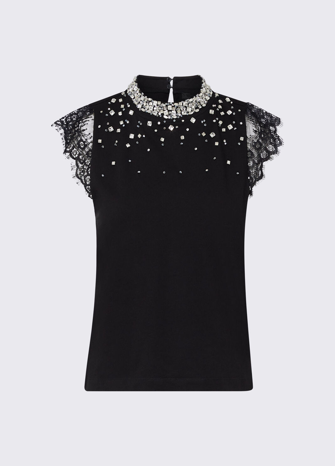 T-shirt with lace and rhinestones black Liu Jo - large image number 6