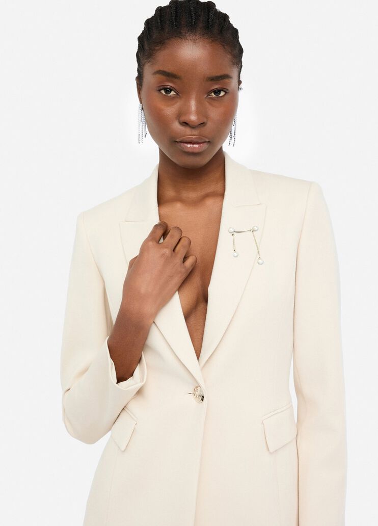 Blazer avec broche ornée de pierres blanc Liu Jo - large image number 2 Blazer avec broche ornée de pierres blanc Liu Jo - large image number 2