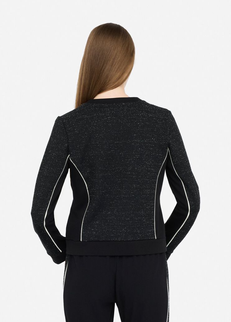Fleece and bouclé jacket black Liu Jo - large image number 1 Fleece and bouclé jacket black Liu Jo - large image number 1