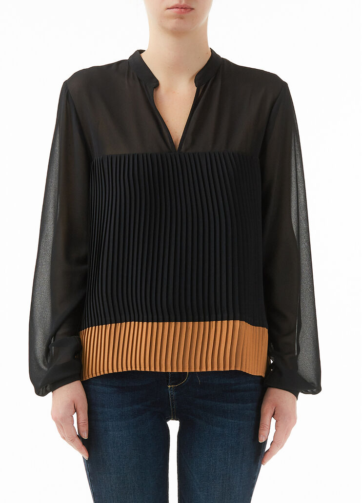 Pleated blouse Black/Caramel Liu Jo - large image number 0 Pleated blouse Black/Caramel Liu Jo - large image number 0