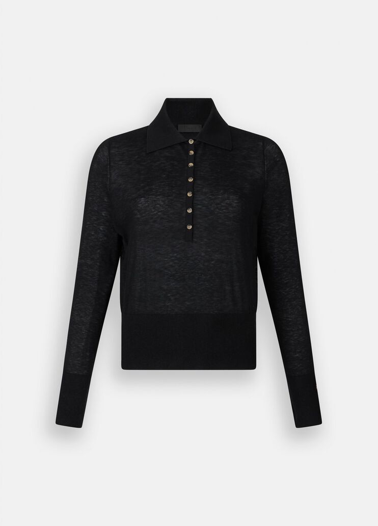 Poloshirt aus Baumwolle und Cashmere Schwarz Liu Jo - medium Poloshirt aus Baumwolle und Cashmere Schwarz Liu Jo - medium