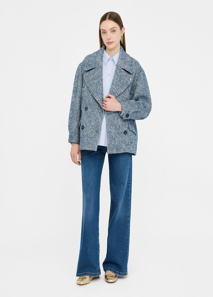 Wool and alpaca peacoat blue Liu Jo - large image number 3 Wool and alpaca peacoat blue Liu Jo - large image number 3