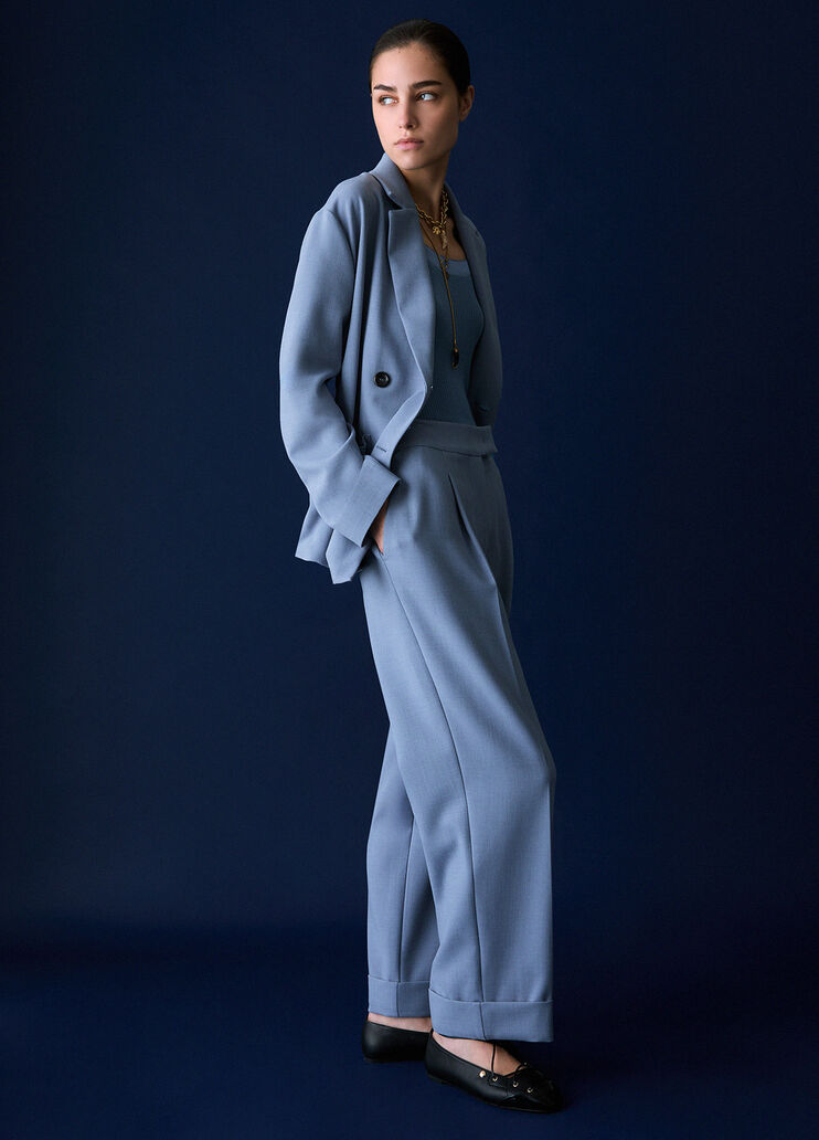 M&eacute;lange Trousers with Cuff light blue Liu Jo - medium
