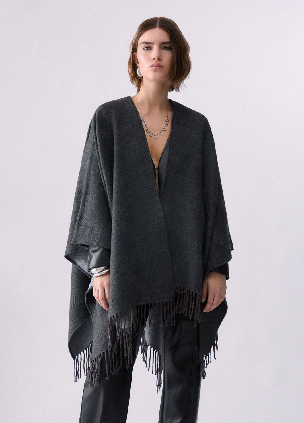 Poncho with embossed logo anthracite Liu Jo - large image number 0