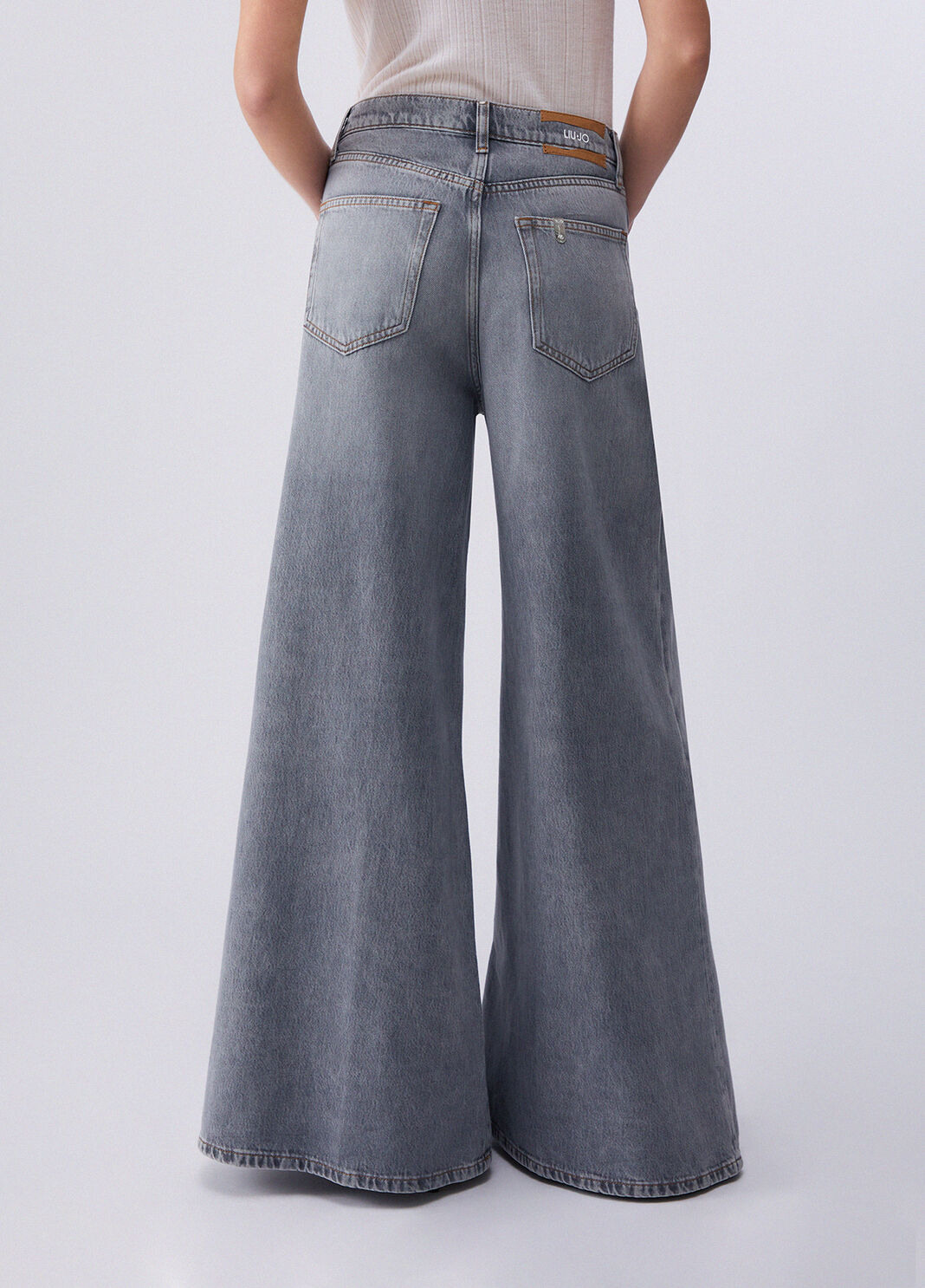 High-waisted super-flared jeans grey denim Liu Jo - large image number 1