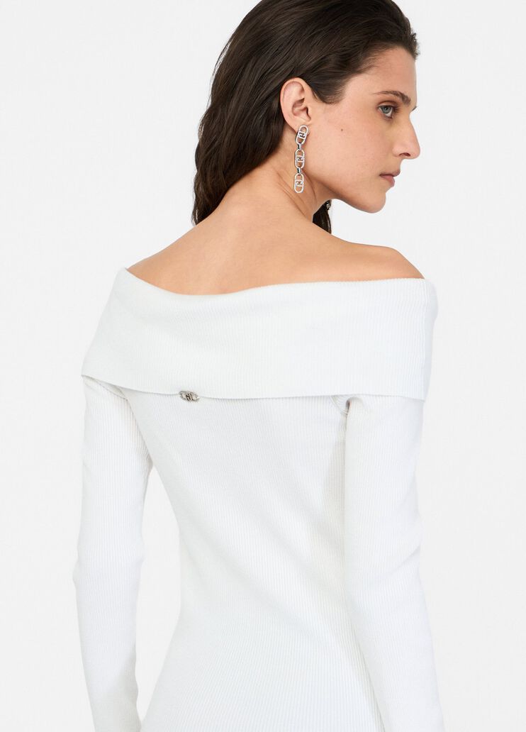 Jersey con hombros descubiertos blanco lana Liu Jo - large image number 4