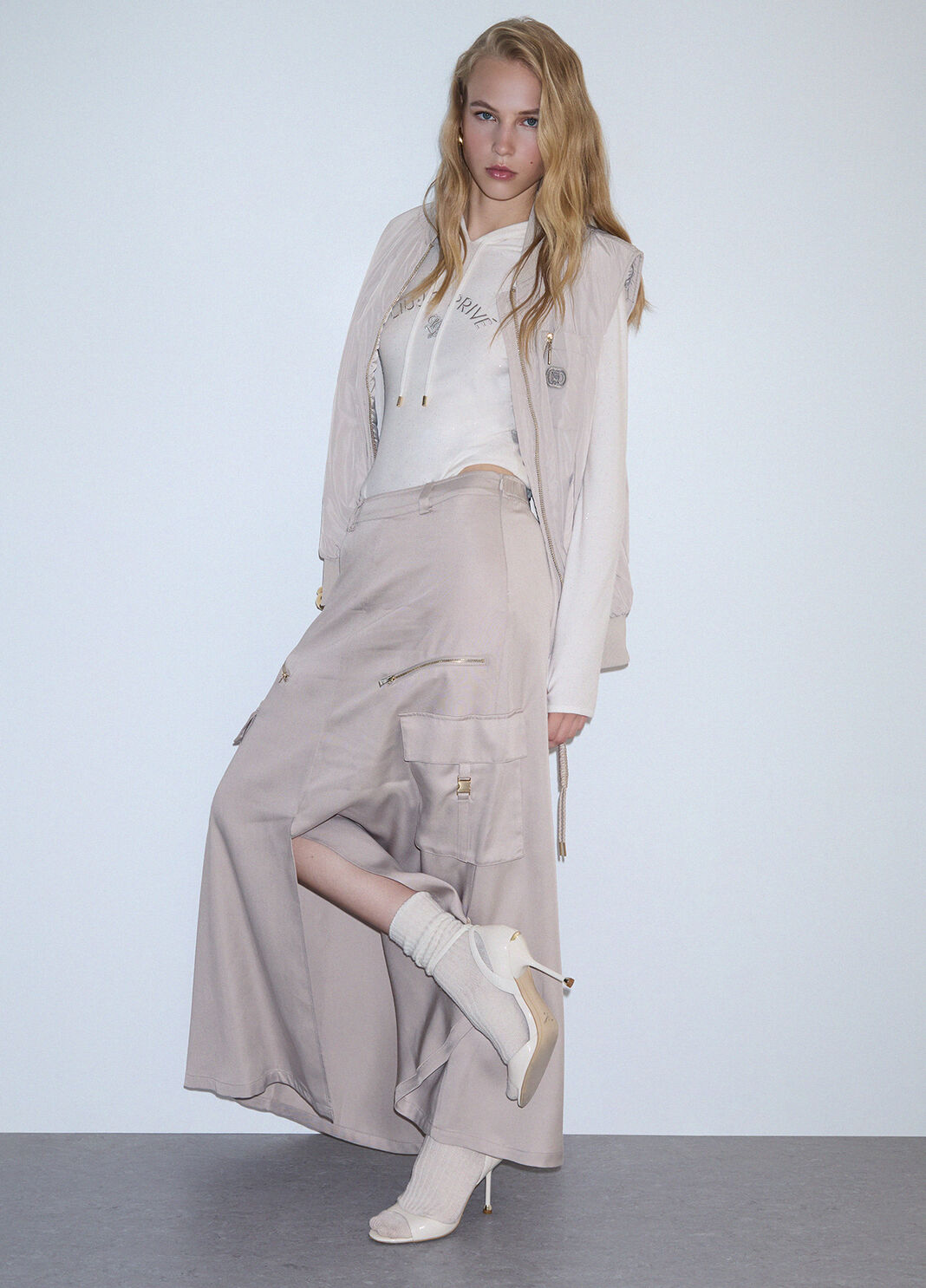Oversized vest in glossy nylon white Liu Jo - large image number 2