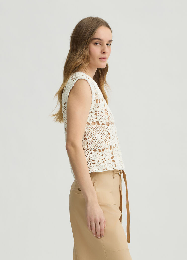 Crochet knit top white wool Liu Jo - large image number 3 Crochet knit top white wool Liu Jo - large image number 3