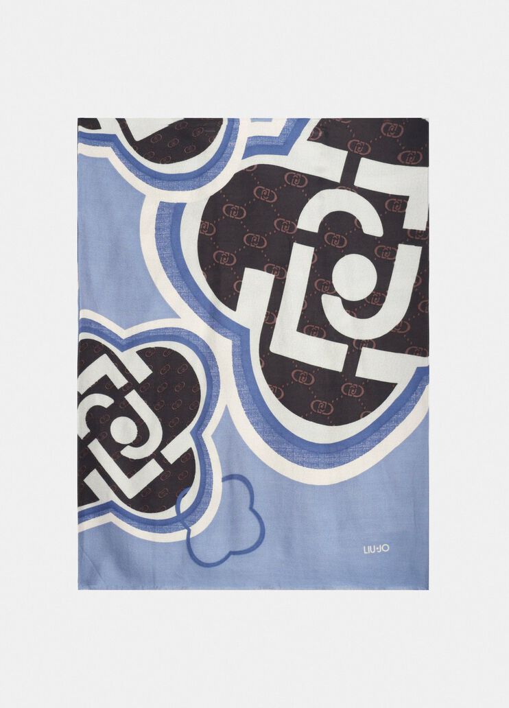 Shawl with logo light denim Liu Jo - large image number 2