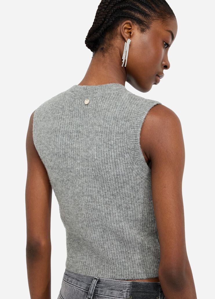 Wool top with gemstones grey Liu Jo - large image number 4