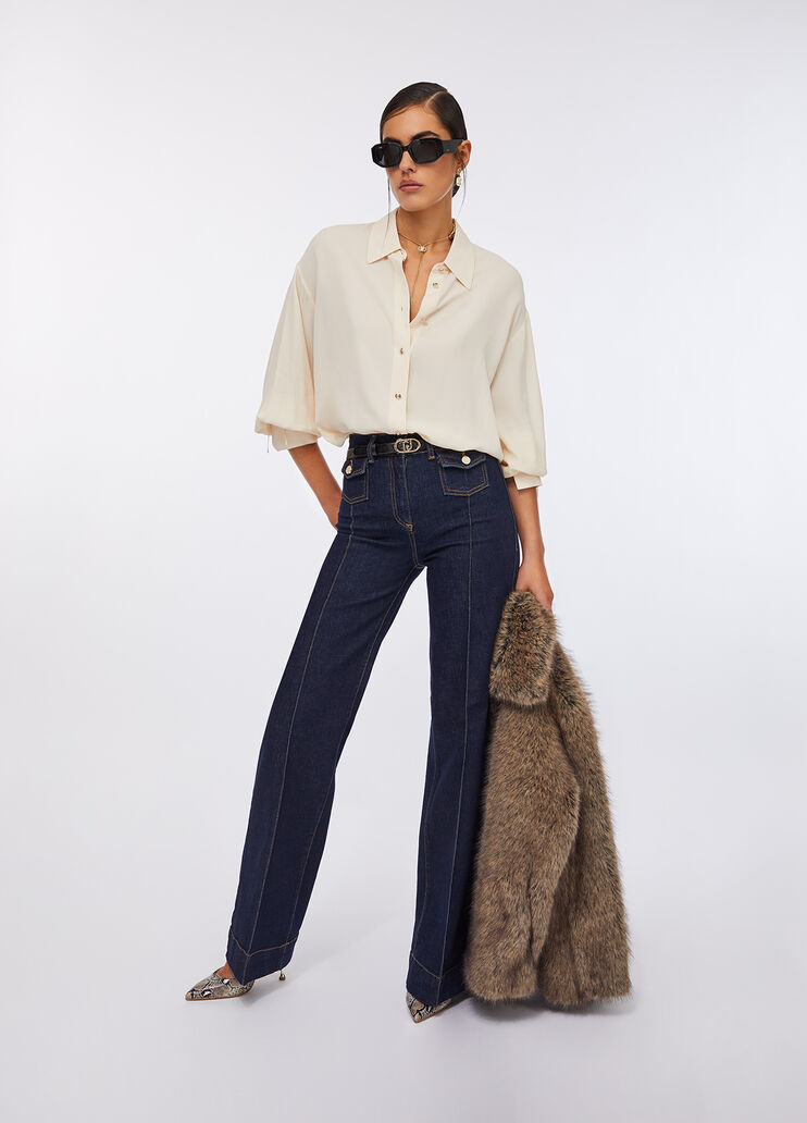 Crêpe de chine shirt ivory Liu Jo - large image number 5