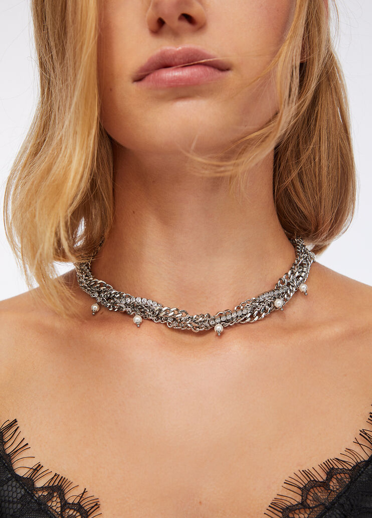 Multi-strand choker with diamantés silver Liu Jo - medium Multi-strand choker with diamantés silver Liu Jo - medium