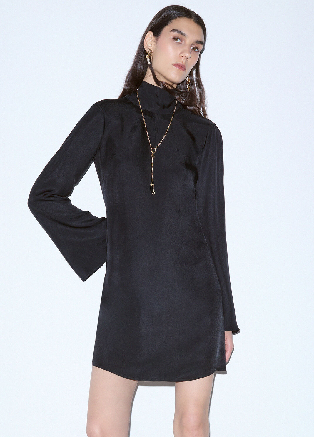 Abito corto in twill nero Liu Jo - large image number 2