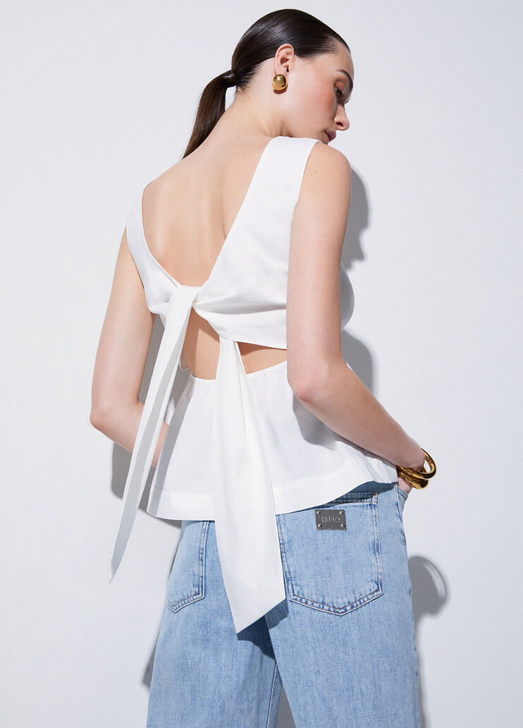 Top con fiocco dietro bianco lana Liu Jo - medium