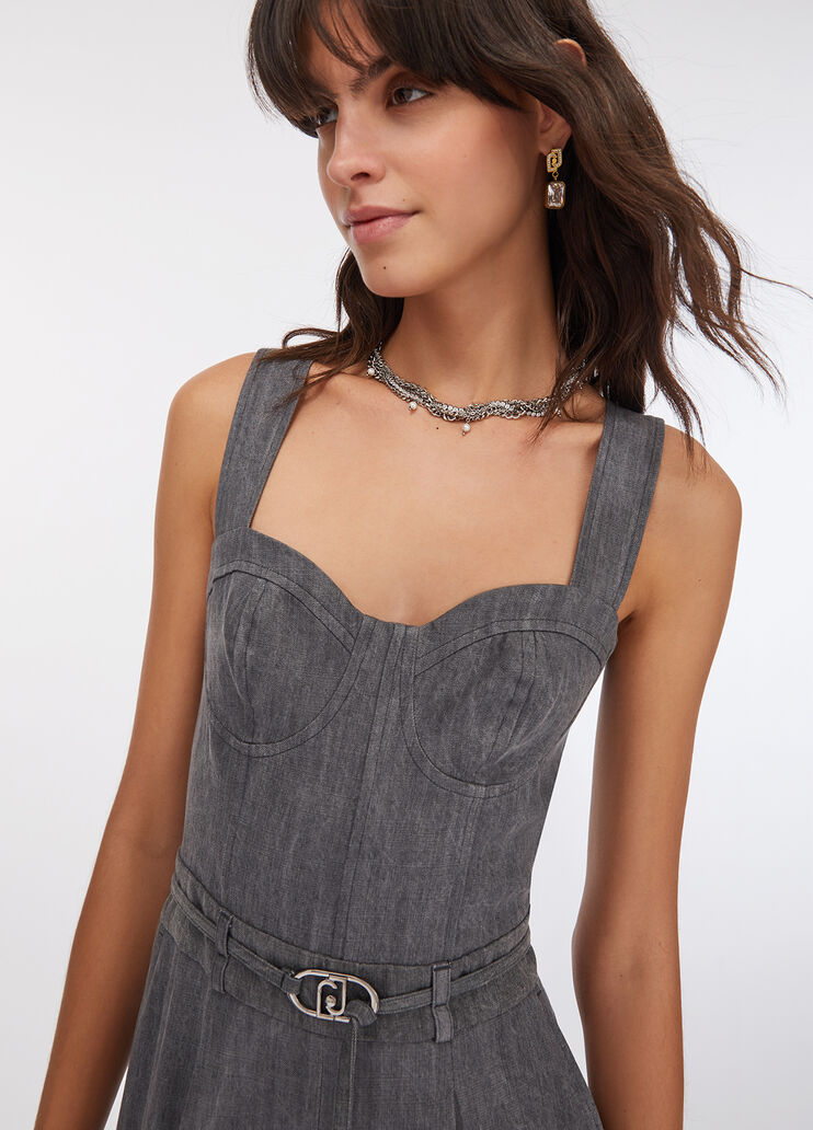 Combinaison en toile denim denim gris Liu Jo - large image number 4