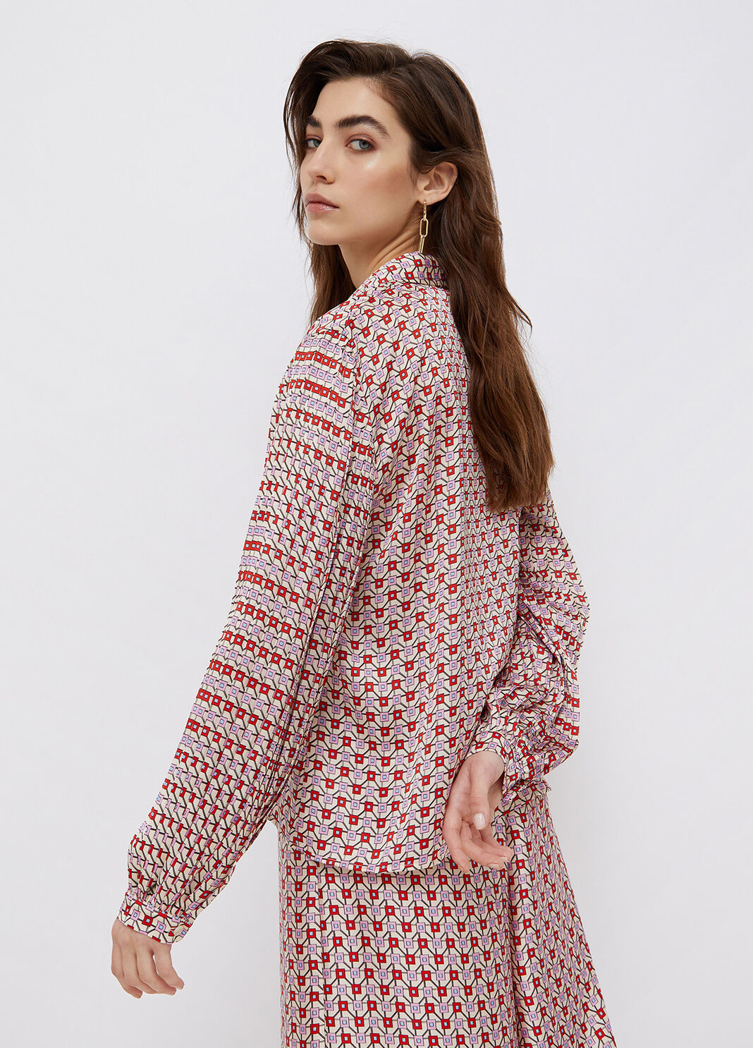 Атласная рубашка геометрический рисунок Liu Jo - large image number 1