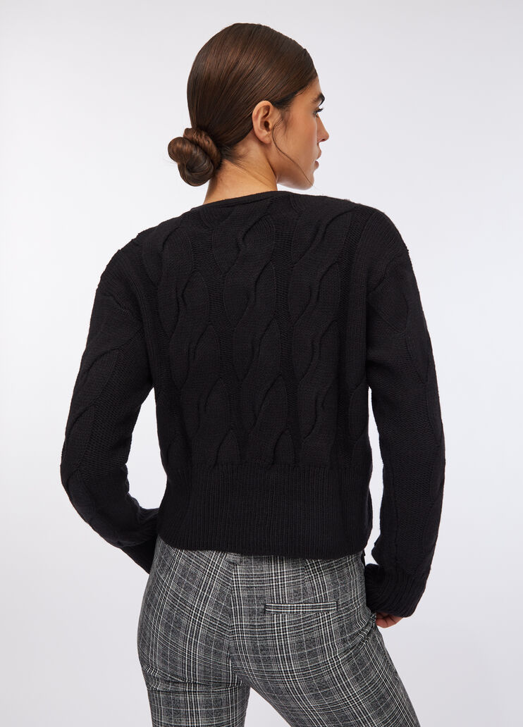 Cable knit wool cardigan black Liu Jo - large image number 1