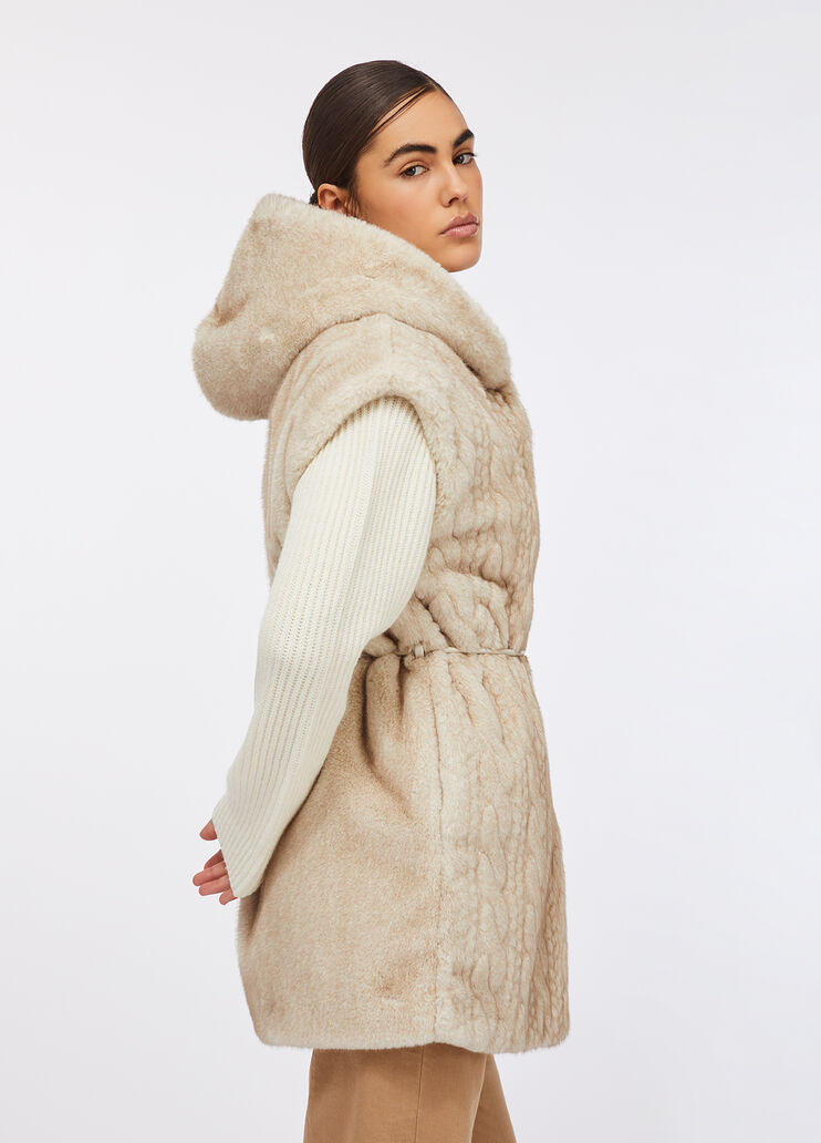 Gilet in teddy con cappuccio beige Liu Jo - large image number 3