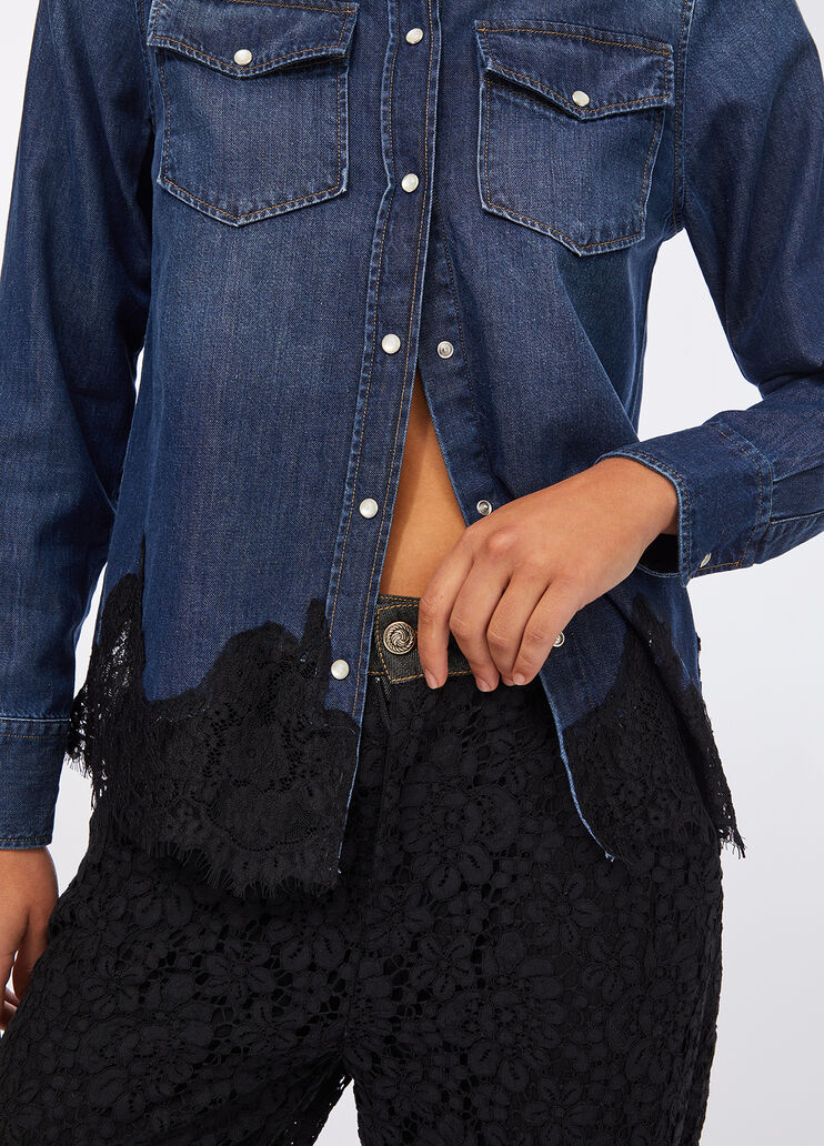 Hemd aus Denim mit Spitze Dunkles Denimblau Liu Jo - large image number 3