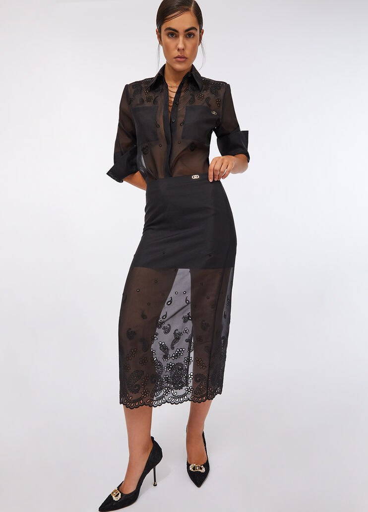 Organza skirt with embroidery black Liu Jo - large image number 4