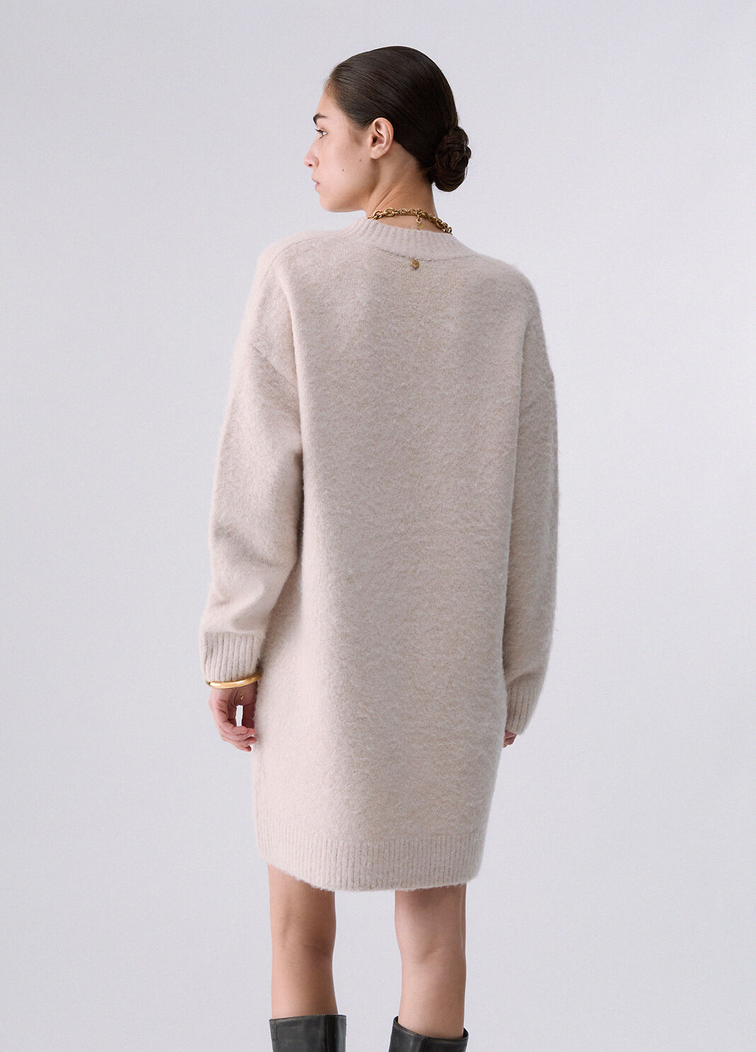 Short dress in brushed wool beige Liu Jo - large image number 1