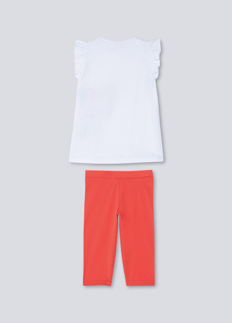 Maxi T-shirt and leggings outfit white / coral Liu Jo - large image number 1 Maxi T-shirt and leggings outfit white / coral Liu Jo - large image number 1