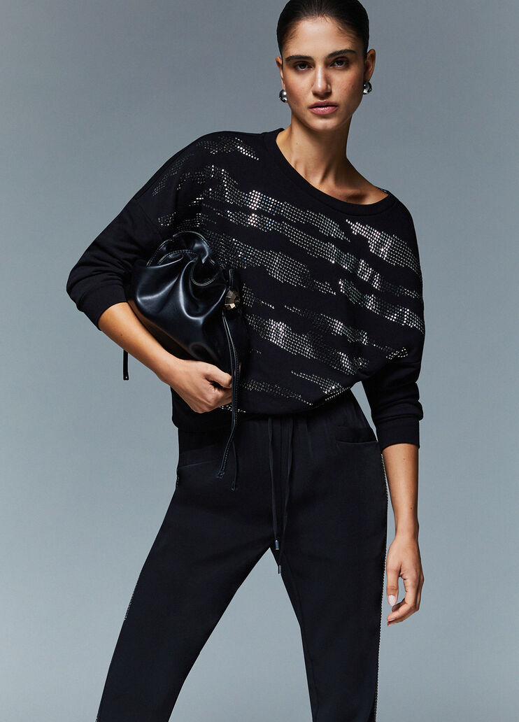 Sweatshirt mit Applikationen schwarz Liu Jo - medium