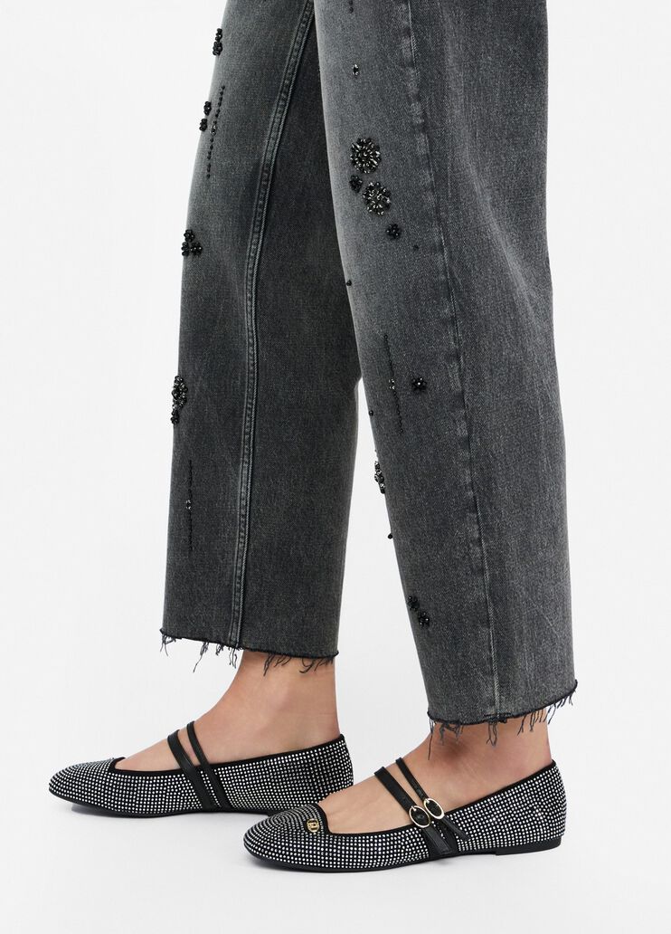 Straight-leg jeans with rhinestones black denim Liu Jo - large image number 3 Straight-leg jeans with rhinestones black denim Liu Jo - large image number 3
