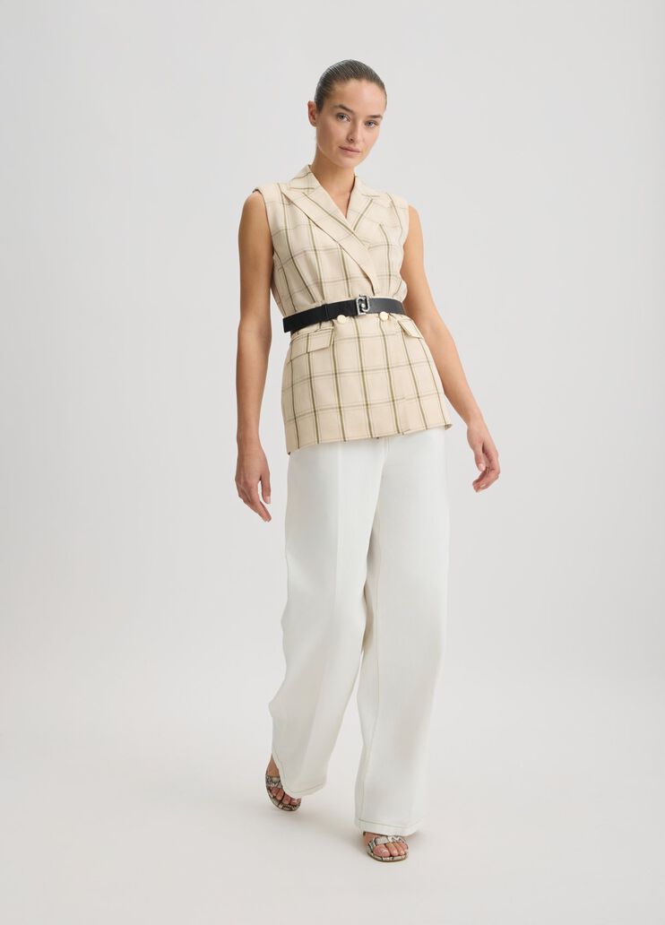 Linen-blend check waistcoat beige Liu Jo - large image number 5 Linen-blend check waistcoat beige Liu Jo - large image number 5