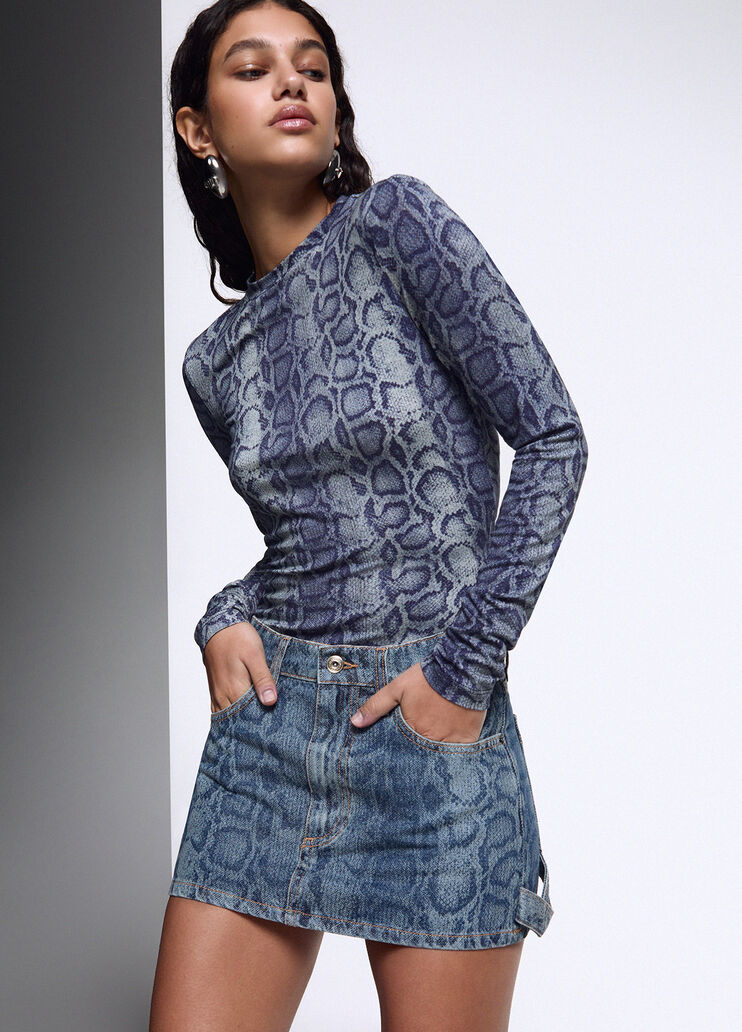 Minirock aus Denim in Python-Optik denimblau Liu Jo - medium