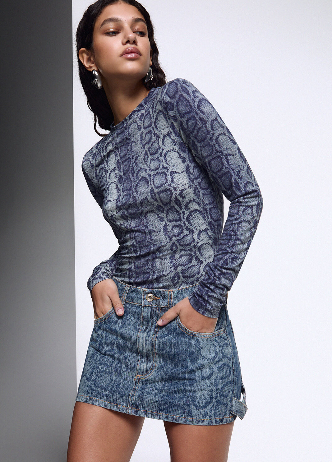 Minirock aus Denim in Python-Optik denimblau Liu Jo - large image number 0