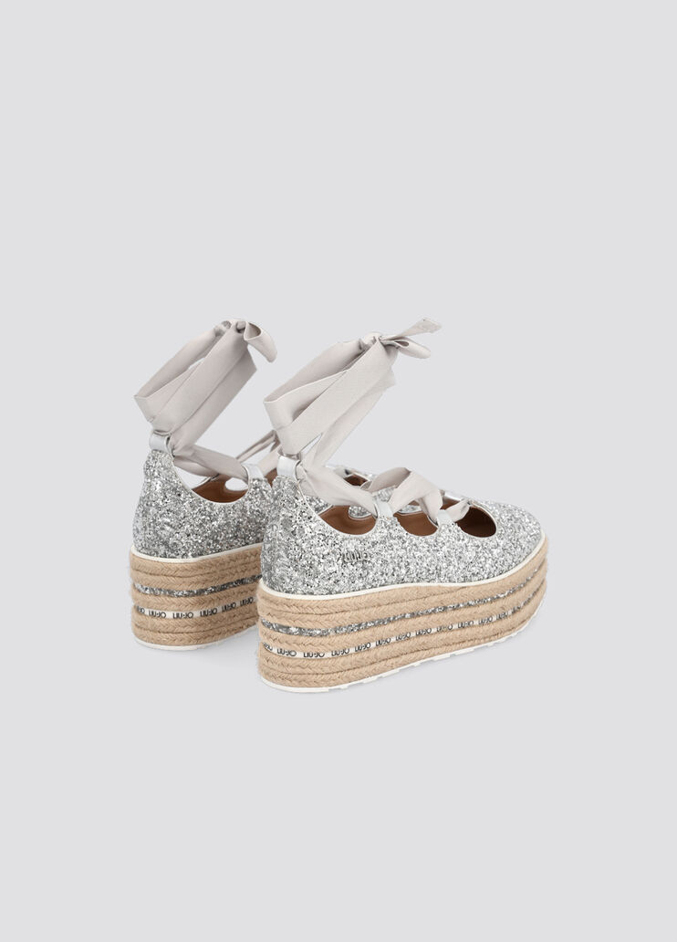 Espadrillas platform con glitter argento Liu Jo - large image number 2 Espadrillas platform con glitter argento Liu Jo - large image number 2