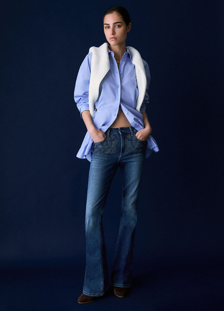 Bootcut-Jeans mit Strass denimblau Liu Jo - medium