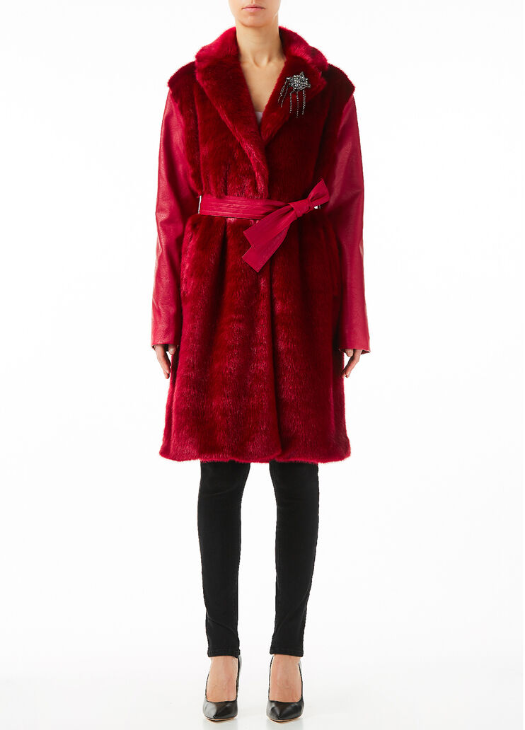 Faux fur winter coat Amaranth red Liu Jo - large image number 0 Faux fur winter coat Amaranth red Liu Jo - large image number 0