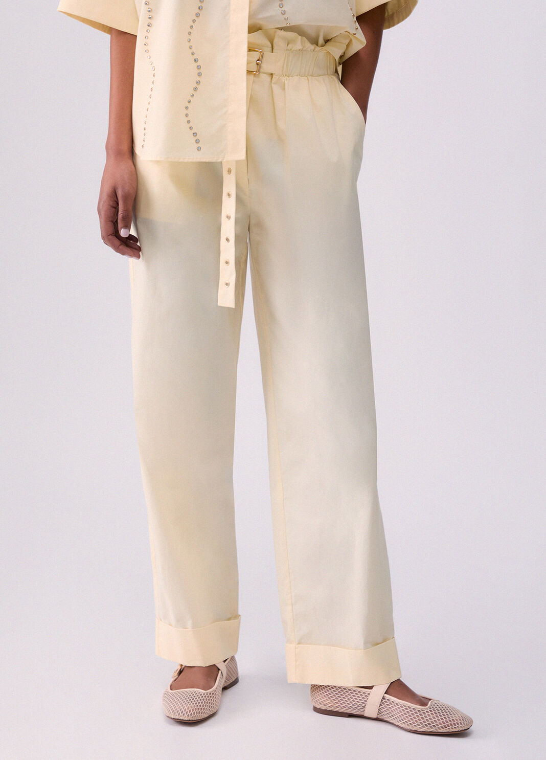 Pantaloni a vita alta giallo Liu Jo - large image number 0