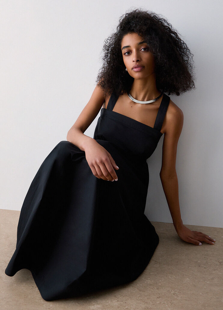 Langes Kleid aus Popeline Schwarz Liu Jo - medium