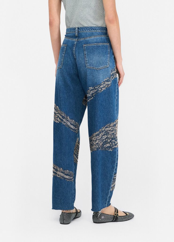 Balloon jeans with studs and gemstones blue denim Liu Jo - large image number 1 Balloon jeans with studs and gemstones blue denim Liu Jo - large image number 1
