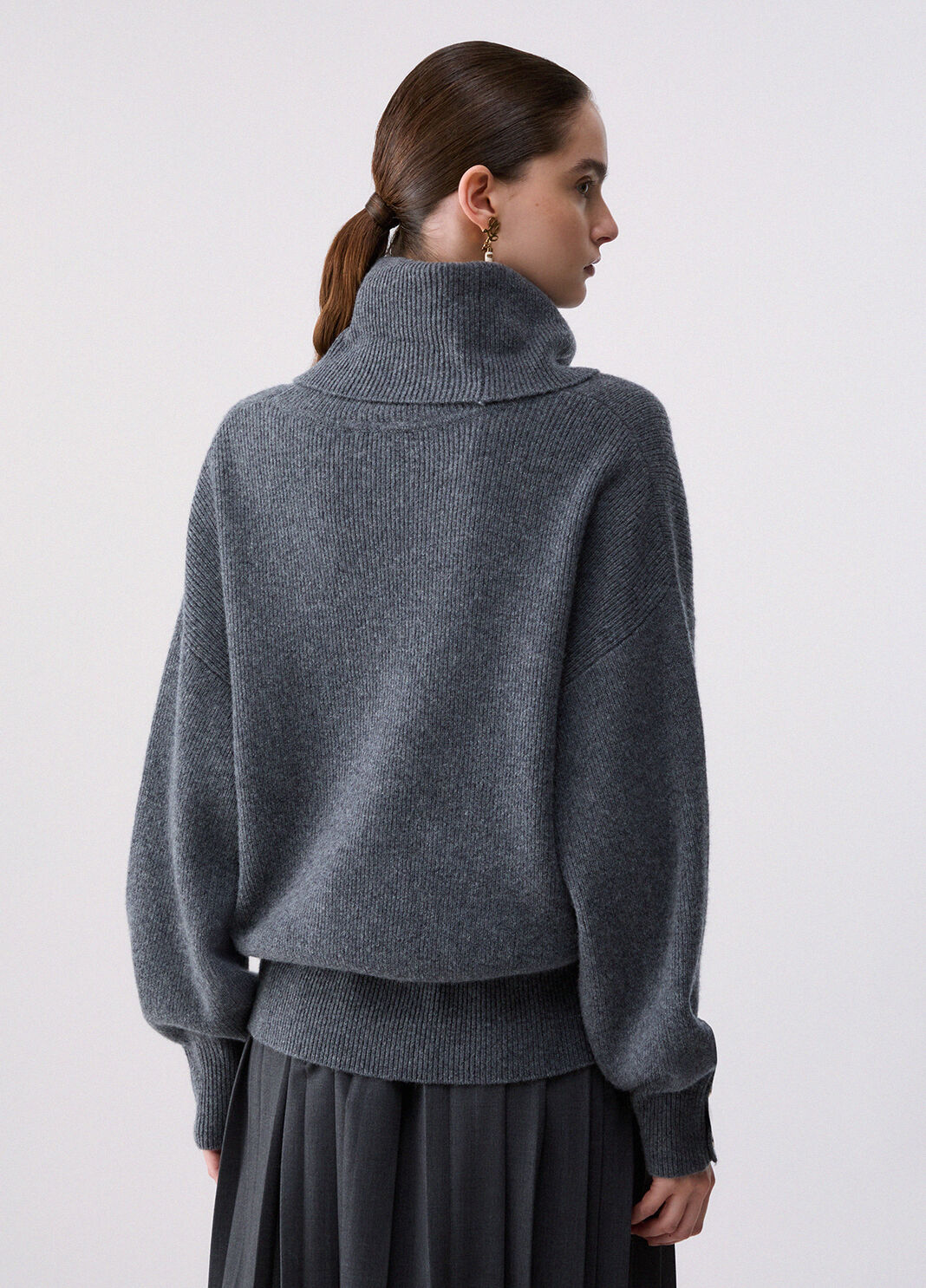 Turtleneck sweater in pure wool grey m&eacute;lange Liu Jo - large image number 1