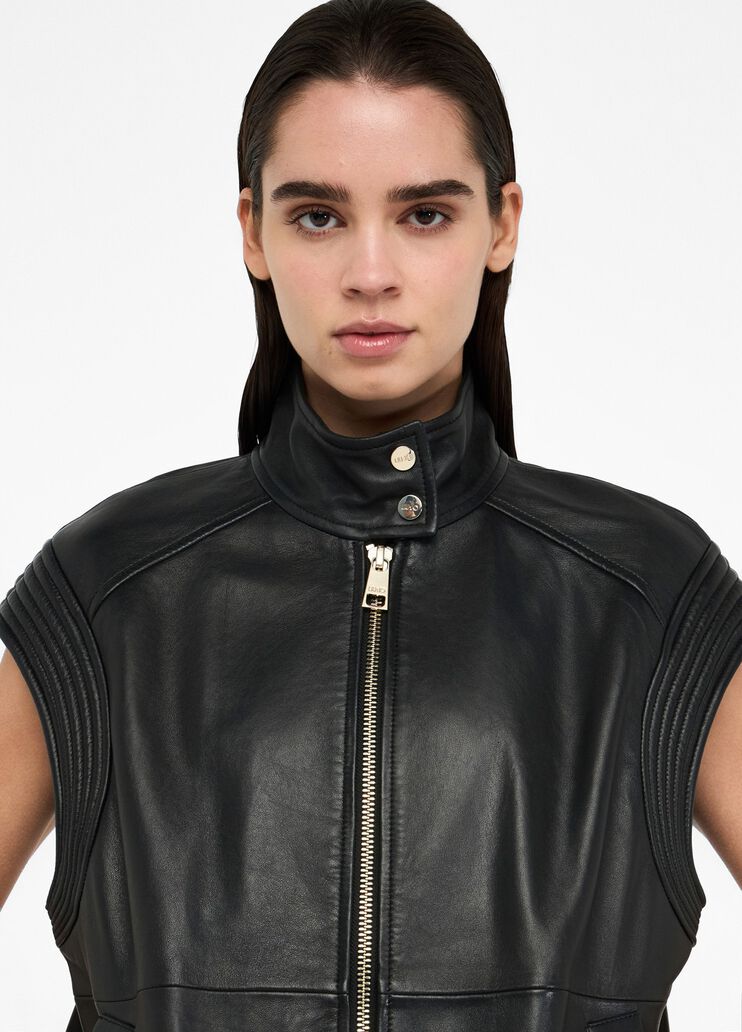 Oversized leather gilet black Liu Jo - large image number 2 Oversized leather gilet black Liu Jo - large image number 2