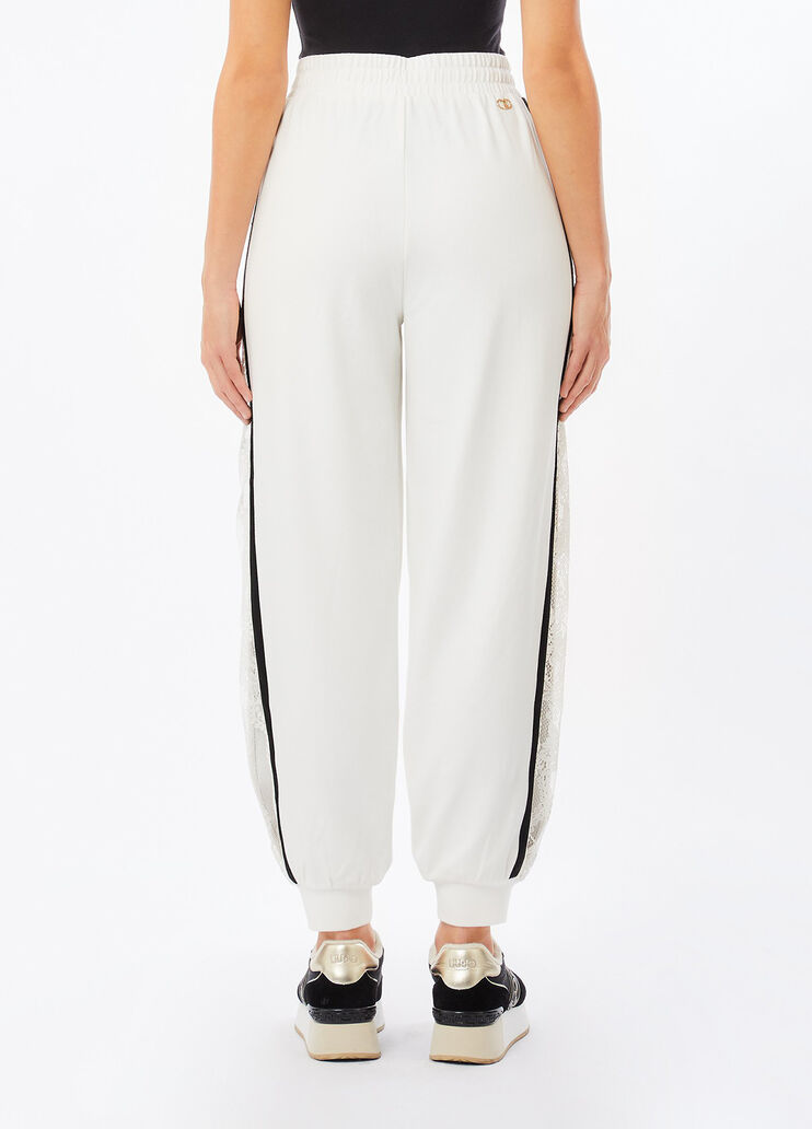 Plush jogging trousers with lace white Liu Jo - medium
