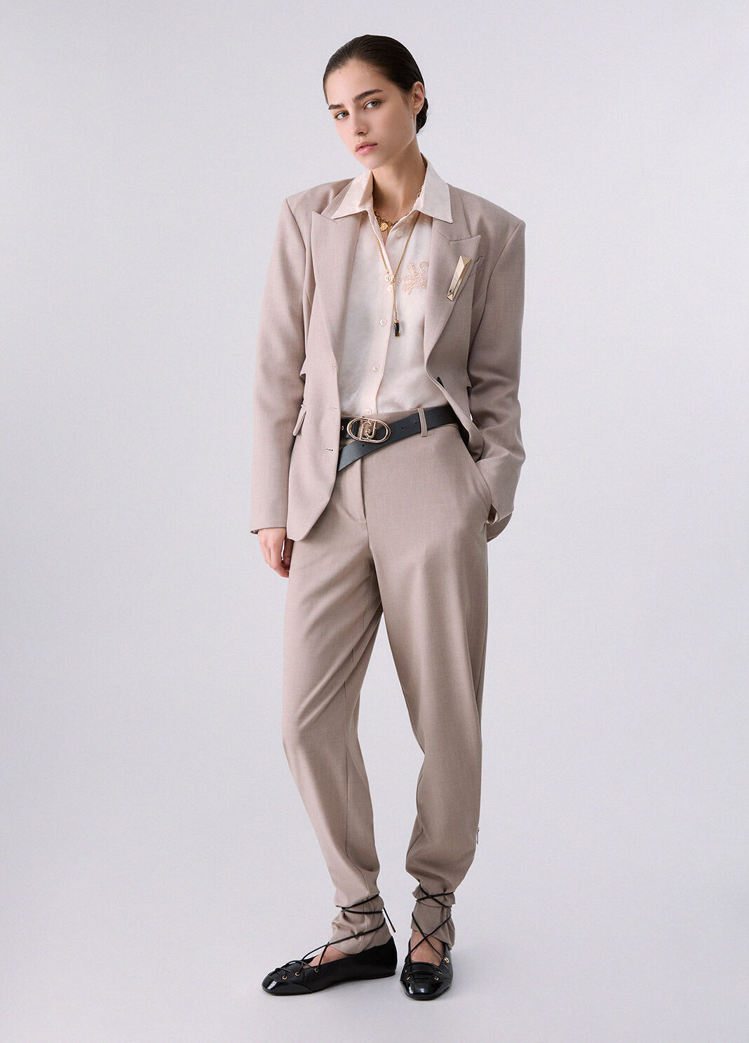 M&eacute;lange-Blazer mit Schnallen beige Liu Jo - large image number 5
