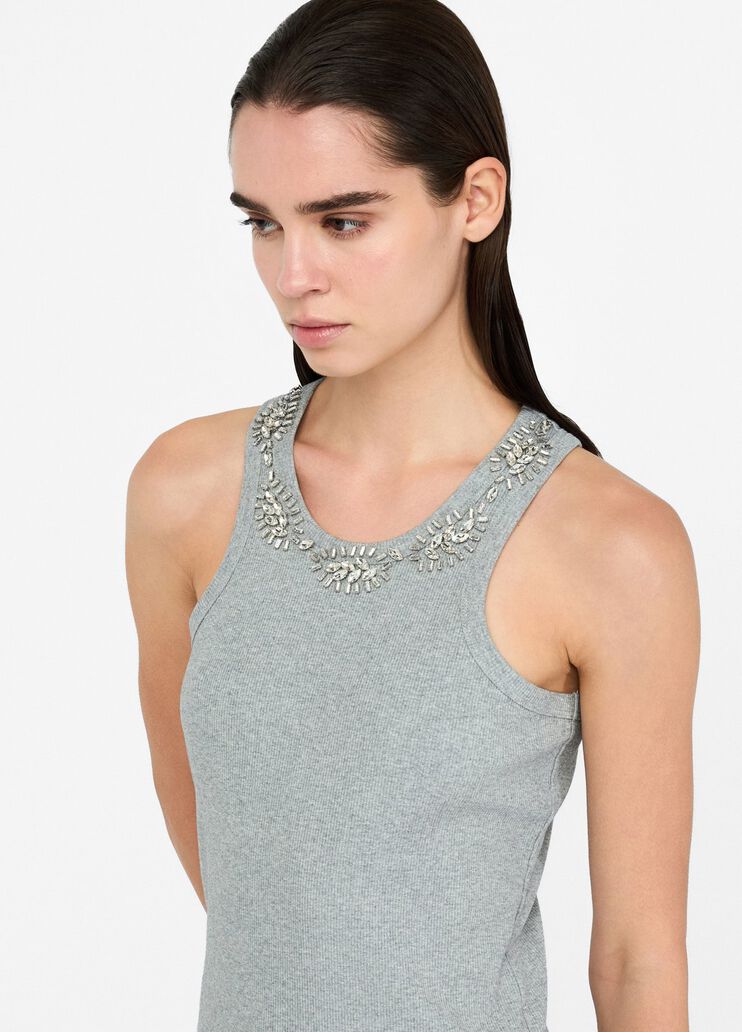 Top with bejewelled appliqués grey Liu Jo - large image number 2