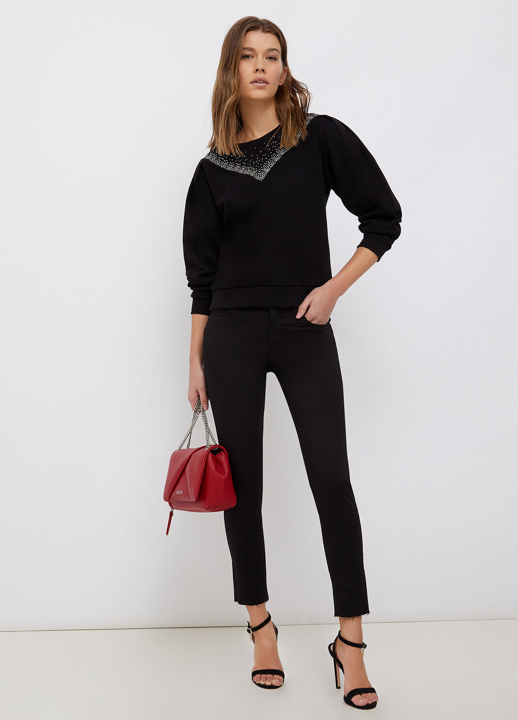 Sweatshirt with jewel appliqu&eacute;s black/gemstones Liu Jo - large image number 3