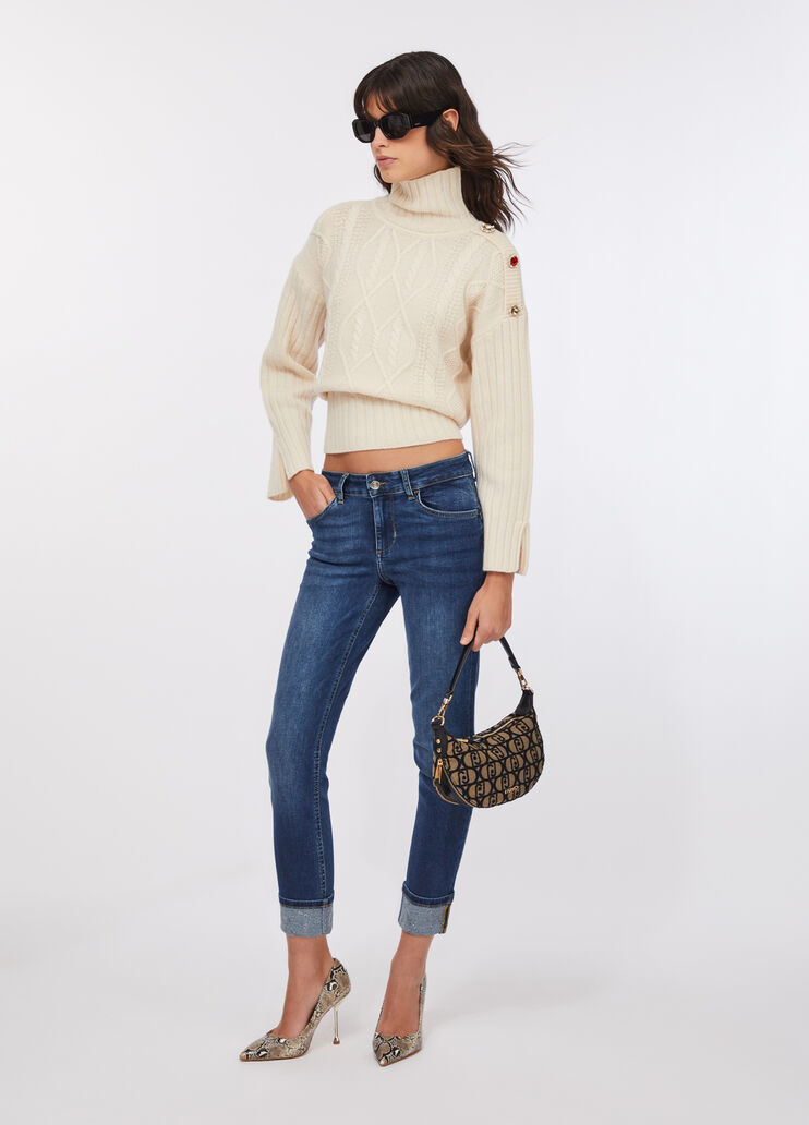 Skinny-Jeans mit Aufschlag Denimblau Liu Jo - medium