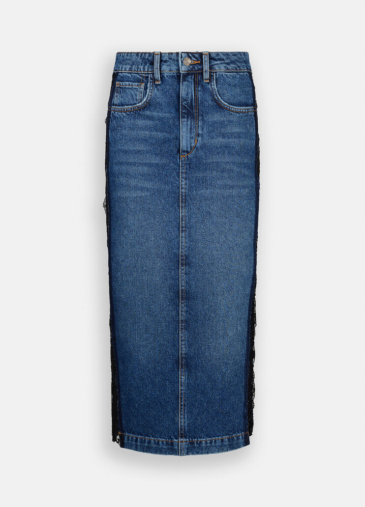Denim midi skirt with lace blue denim Liu Jo - large image number 6 Denim midi skirt with lace blue denim Liu Jo - large image number 6