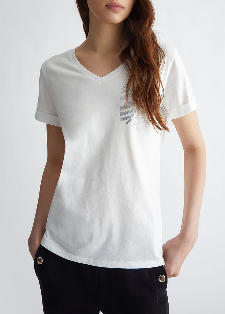 T-shirt with rhinestones white Liu Jo - large image number 0 T-shirt with rhinestones white Liu Jo - large image number 0